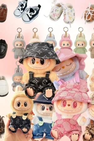 Labubu Doll Clothes - Fashion Overalls for V1/V2 15/17cm Plush Dolls