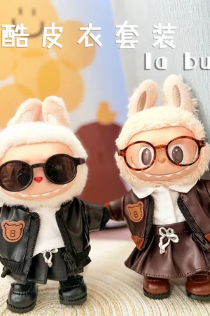 Labubu I/II Doll Clothes: 15/17CM Cool & Sweet Leather Outfit Set (Multiple Styles)