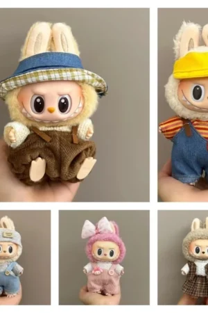 Labubu V1/V2 Doll Clothes: Strap Pants & Skirt Overalls Set with Accessories