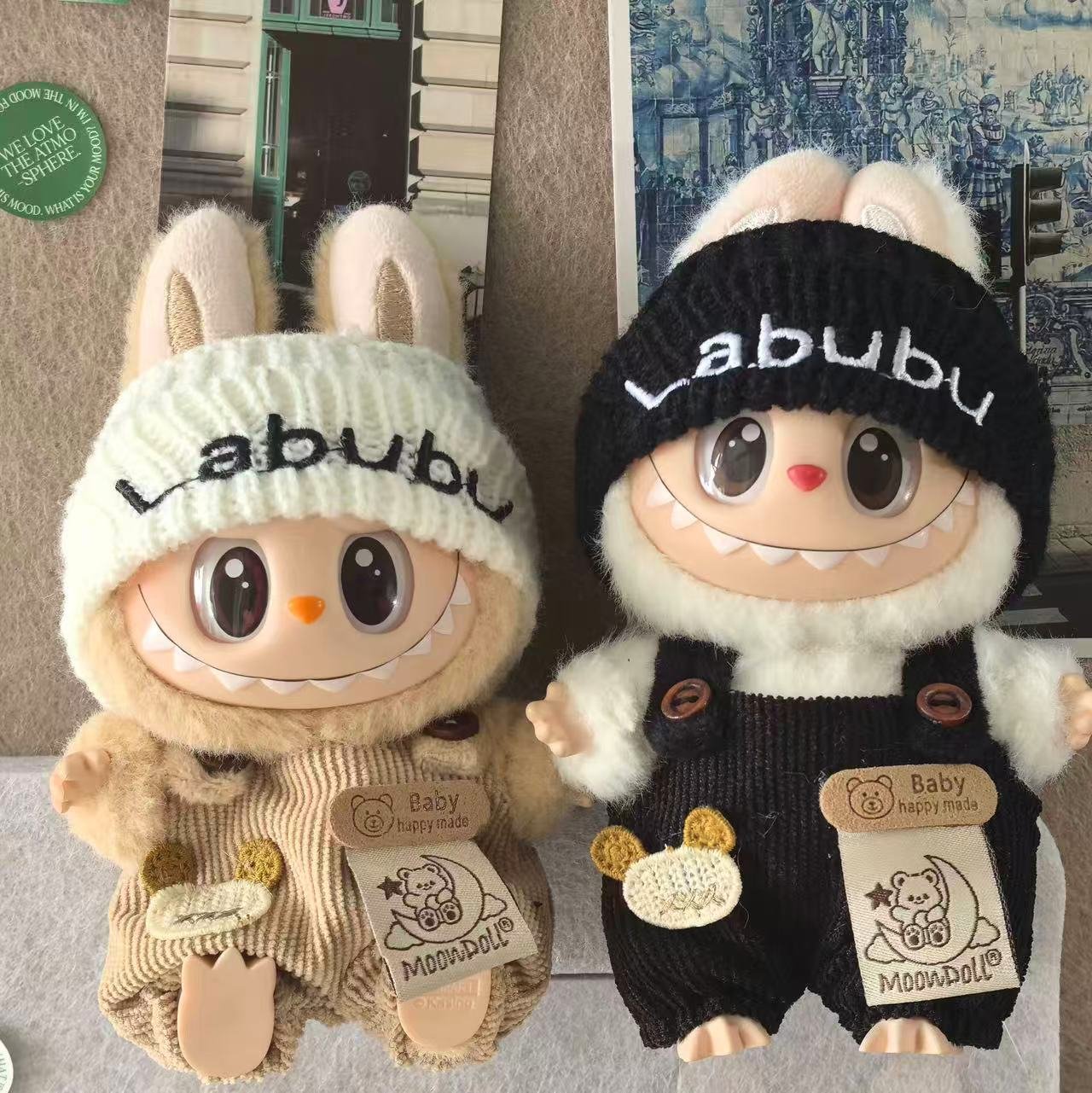 A collection of Labubu dolls showcasing different designs and prices.
