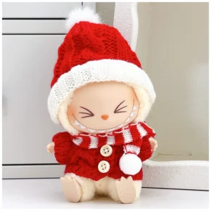 Red hat, red sweater, red and white scarf