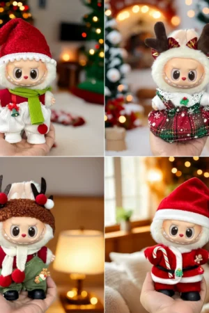 17cm labubu macaron vinyl doll pendant clothes special price Christmas baby clothes set