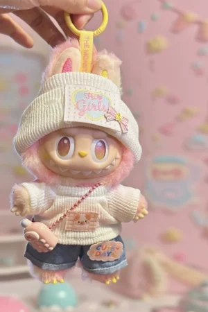 Labubu Doll Clothes – 1st-4th Gen Casual Knit Sweater, Shorts, & Beanie Set (2 SKUs) | nekolulu