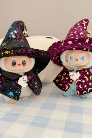 Labubu Doll Clothes (Halloween) – Starry Witch Hat & Cloak Set for 1st-3rd Gen Labubu (2 SKUs) | nekolulu