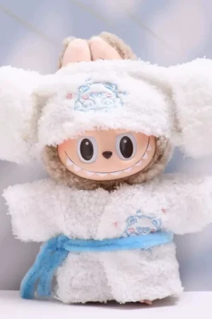 Labubu Doll Clothes (Outfit) – Cute Steaming Bathrobe & Head Towel Set for 1st-4th Gen Labubu (1 SKU) | nekolulu