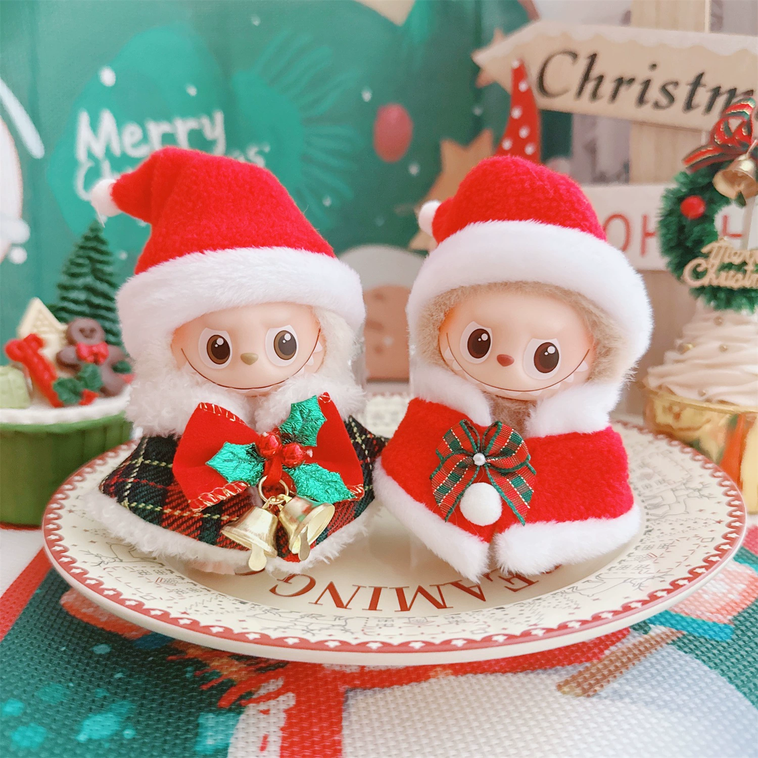 Labubu Doll Clothes (Christmas) – 10CM Mini 4.0 Heart Code Christmas Shawl & Hat (7 SKUs) | nekolulu 3 Labubu Doll Clothes (Christmas) – 10CM Mini 4.0 Heart Code Christmas Shawl & Hat (7 SKUs) | nekolulu - Image 3