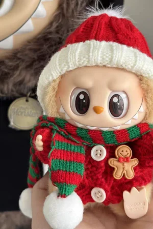 Labubu Doll Clothes (Christmas) – Kawaii Sitting Party Macaron New Year & Holiday Sweater Set (8 SKUs) | nekolulu