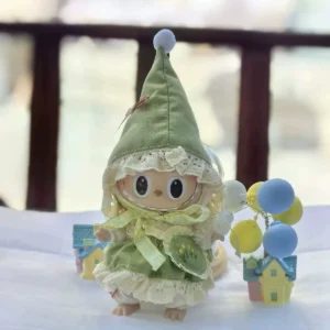 Labubu Doll Clothes (Costume) – Green/Pink Elf Fairy Suit with Pointed Hat for 1st-4th Gen Labubu (2 SKUs) | nekolulu