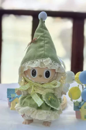 Labubu Doll Clothes (Costume) – Green/Pink Elf Fairy Suit with Pointed Hat for 1st-4th Gen Labubu (2 SKUs) | nekolulu