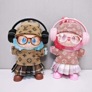 Home 41 Labubu doll knitted printed hat, skirt, earphones and shoes six-piece set universal for first, second and third generation