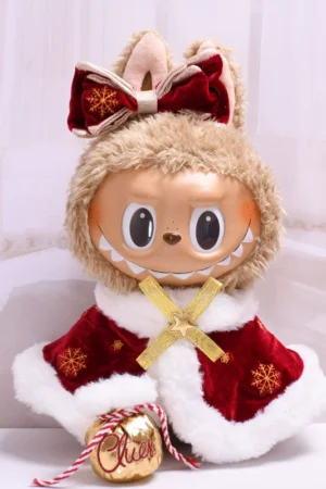 labubu doll clothes 38cm Christmas cloak coat replacement set labubu vinyl large baby doll clothes