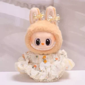 Labubu Doll Clothes (Dress) – Elegant Gold Silk Princess Dress Set for 1st-4th Gen Labubu (1 SKU) | nekolulu