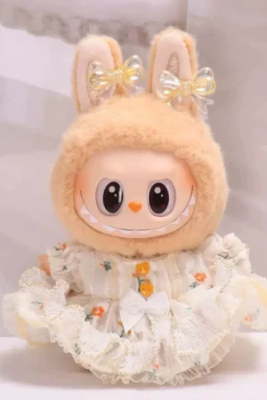 Labubu Doll Clothes (Dress) – Elegant Gold Silk Princess Dress Set for 1st-4th Gen Labubu (1 SKU) | nekolulu