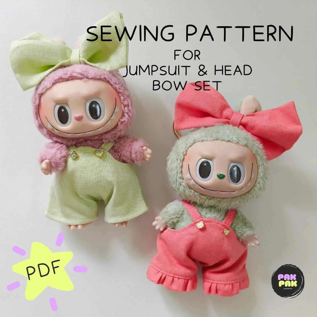 Labubu Sewing Pattern Jumpsuit Head Bow PDF DIY Tutorial