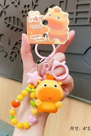 Genuine Capybara Lulu Doll Keychain Exquisite and Cute Female Bag Bestie Pendant Small Jewelry Couple Gift Chain